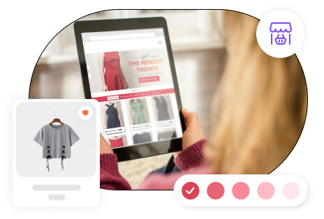 A concept of online shopping depicting a user browsing an online store
